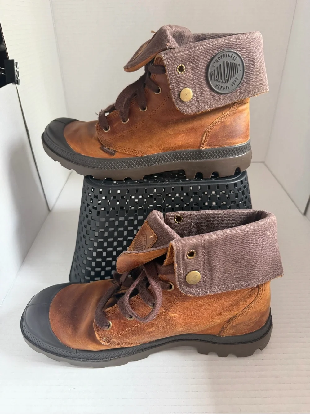 Palladium boots, mens 8 brown leather combat tactical, excellent condition